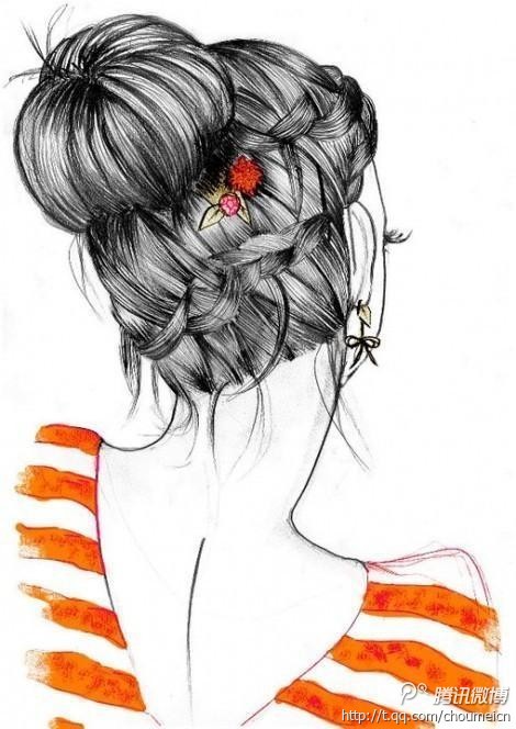 Hand drawn hairstyle illustration - painted - dp for girls